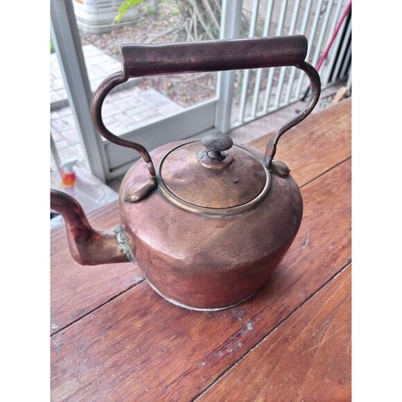 Antique  Copper Gooseneck Tea Kettle Pot - Picture 7 of 10